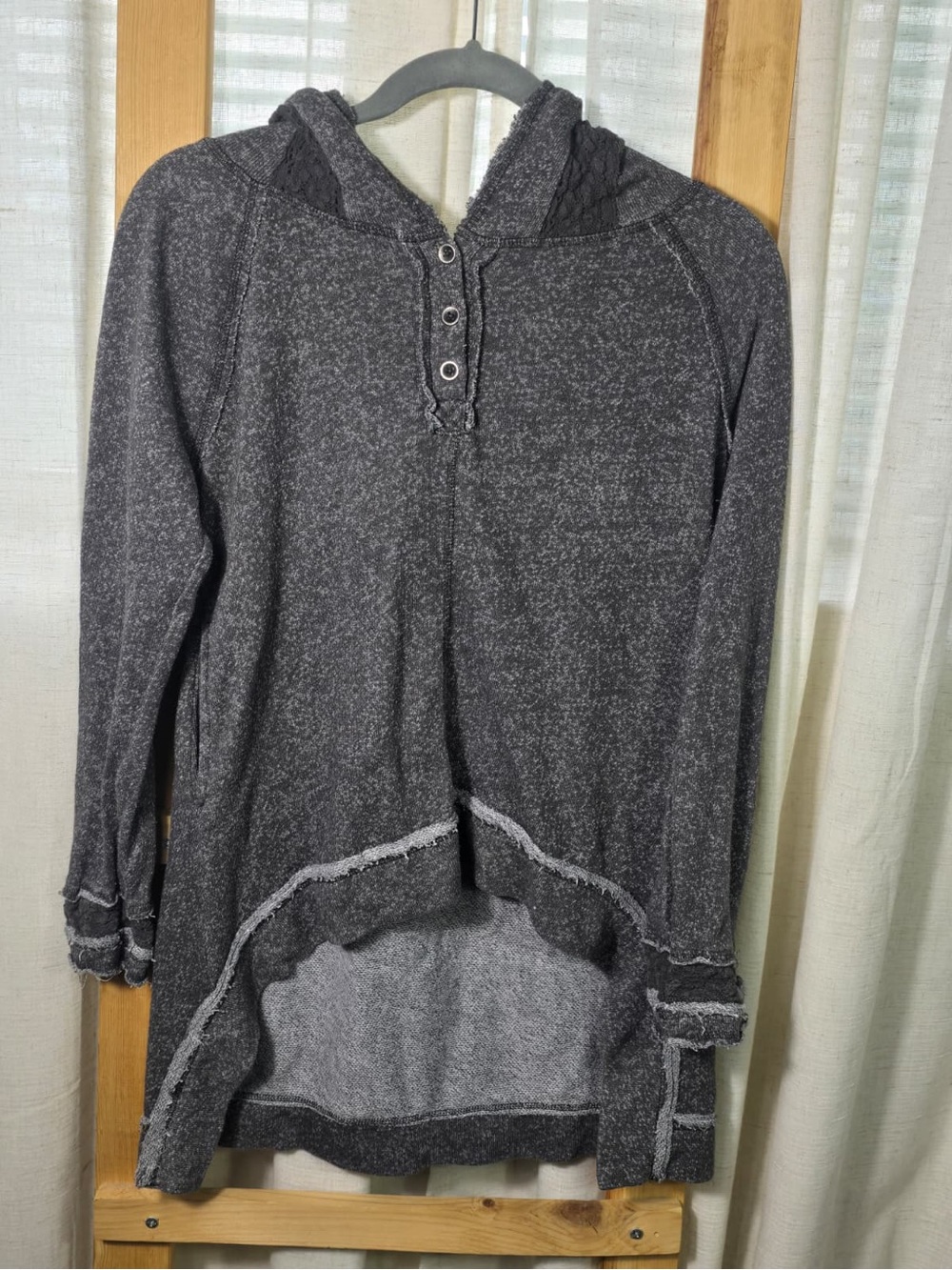 Boho lightweight Gray Hooded Pullover Sweatshirt